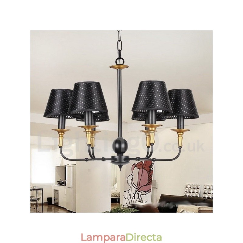 Lámpara de araña rústica retro de 6 luces