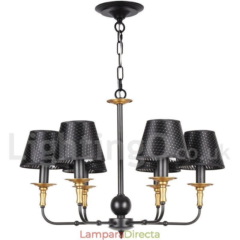 Lámpara de araña rústica retro de 6 luces
