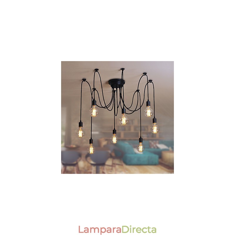 Lámpara colgante de 8 luces, estilo tradicional, clásico, retro, de metal.