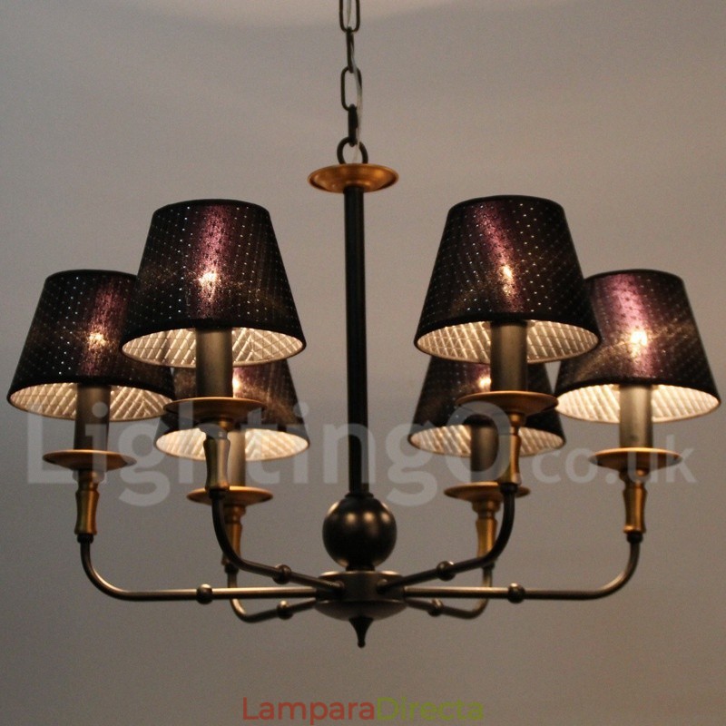 Lámpara de araña rústica retro de 6 luces
