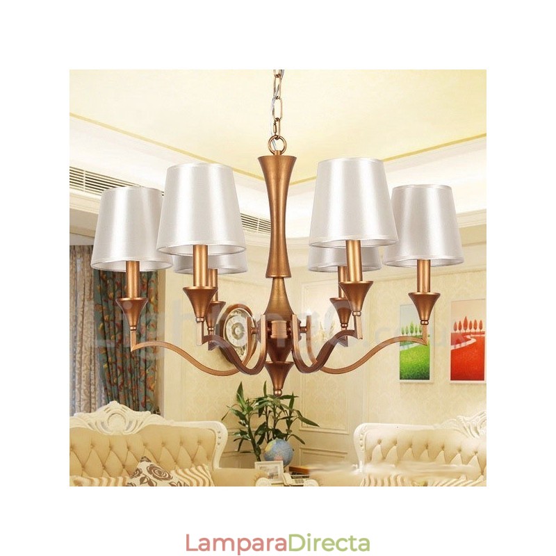 Lámpara de araña estilo vela de 6 luces estilo mediterráneo