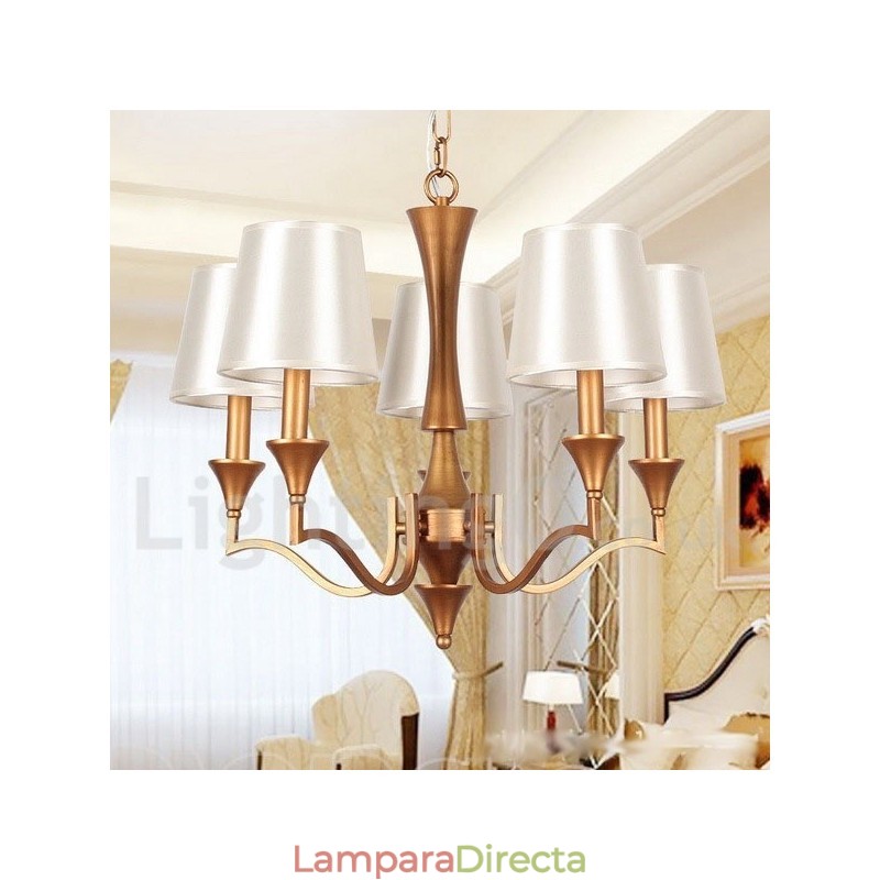 Lámpara de araña rústica de estilo mediterráneo con 5 luces