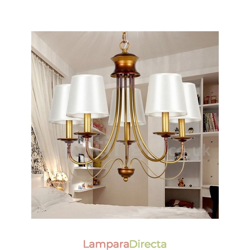 Lámpara de araña de 5 luces estilo rústico mediterráneo, moderna y contemporánea, estilo vela.