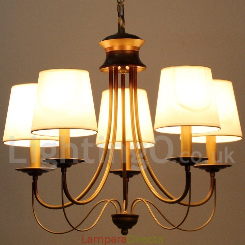 Lámpara de araña de 5 luces estilo rústico mediterráneo, moderna y contemporánea, estilo vela.