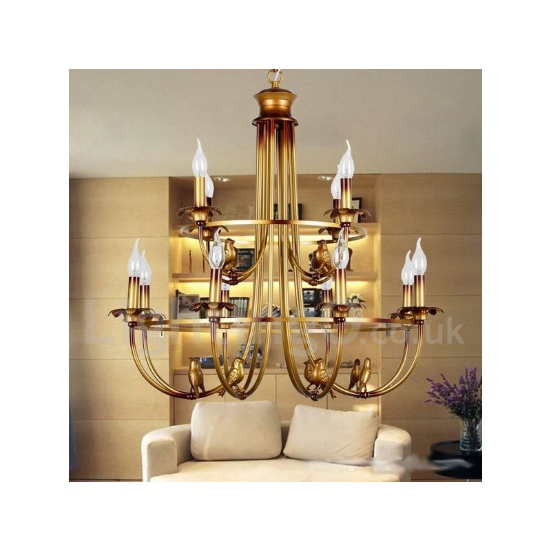 Lámpara de araña estilo vela retro de 12 luces