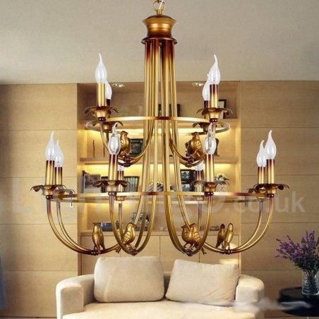 Lámpara de araña estilo vela retro de 12 luces Lámpara de araña estilo vela retro de 12 luces