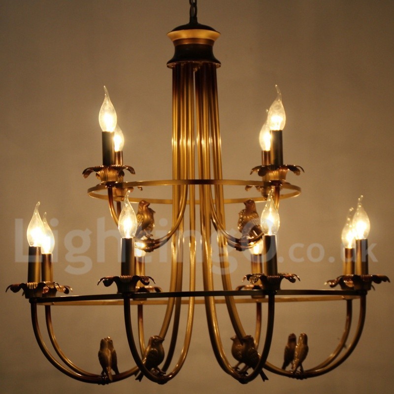 Lámpara de araña estilo vela retro de 12 luces