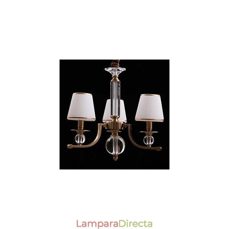 Lámpara de araña moderna contemporánea de metal y cristal en bronce