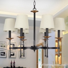 Lámpara de araña contemporánea de 6 luces estilo retro negro