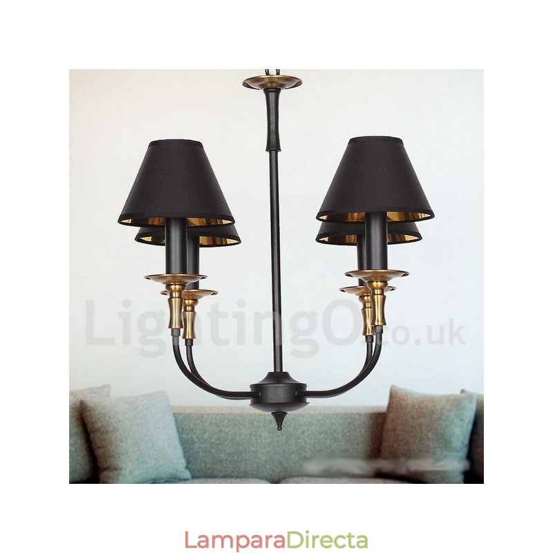 Lámpara de araña estilo vela contemporáneo retro de 4 luces