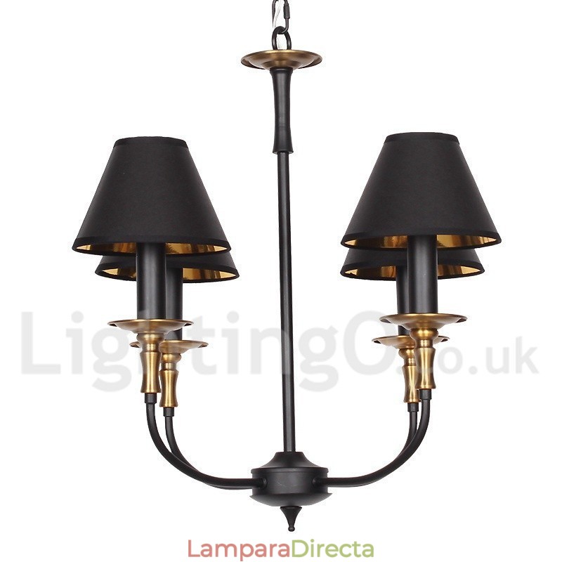 Lámpara de araña estilo vela contemporáneo retro de 4 luces