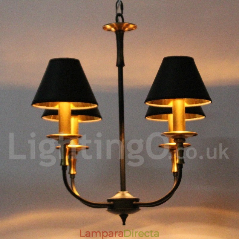 Lámpara de araña estilo vela contemporáneo retro de 4 luces