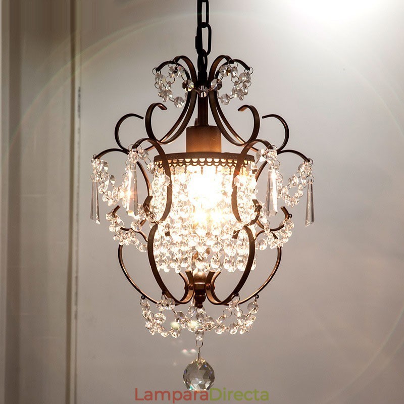Lámpara de araña de hierro pintado con cristal transparente, iluminación moderna