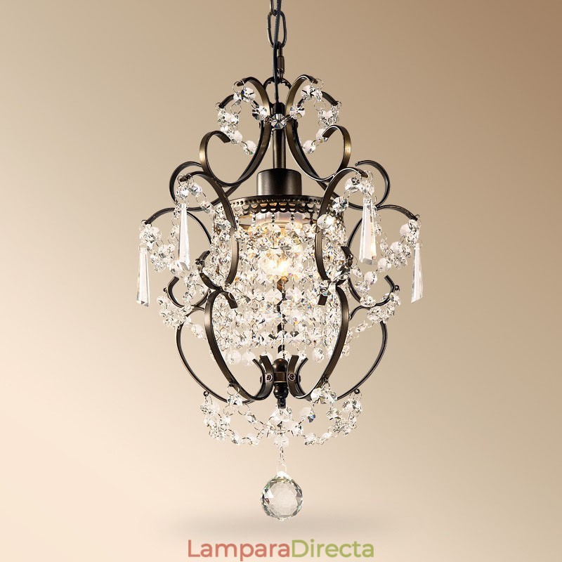 Lámpara de araña de hierro pintado con cristal transparente, iluminación moderna