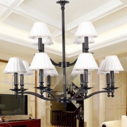 Lámpara de araña grande estilo vela, estilo retro, de 12 luces y 2 niveles