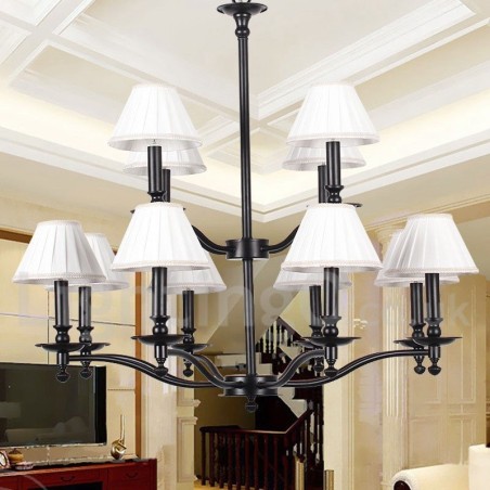 Lámpara de araña grande estilo vela, estilo retro, de 12 luces y 2 niveles Lámpara de araña grande estilo vela, estilo retro, de 12 luces y 2 niveles