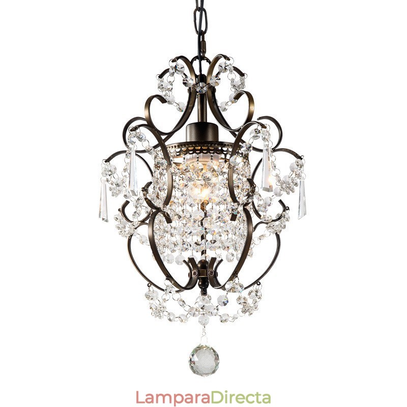 Lámpara de araña de hierro pintado con cristal transparente, iluminación moderna