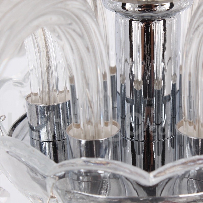 Lámpara de araña contemporánea de cristal K9 de 6 luces estilo vela