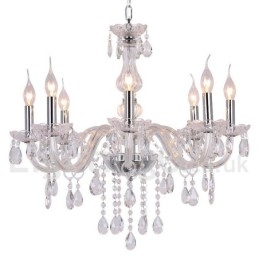 Lámpara de araña contemporánea de cristal K9 de 8 luces estilo vela