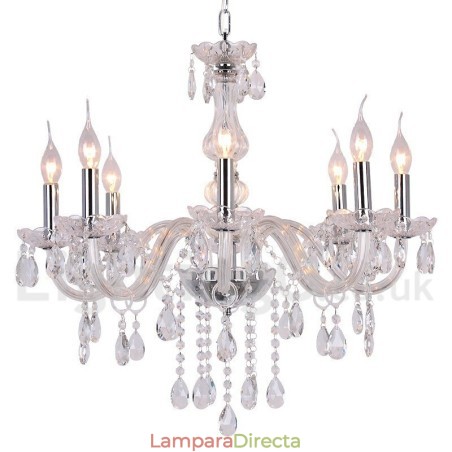 Lámpara de araña contemporánea de cristal K9 de 8 luces estilo vela Lámpara de araña contemporánea de cristal K9 de 8 luces estilo vela