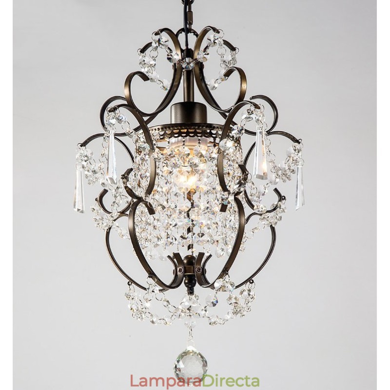 Lámpara de araña de hierro pintado con cristal transparente, iluminación moderna