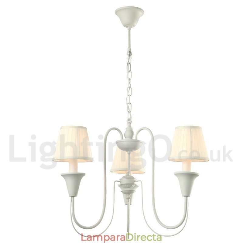 Lámpara de araña estilo vela retro blanca de 3 luces