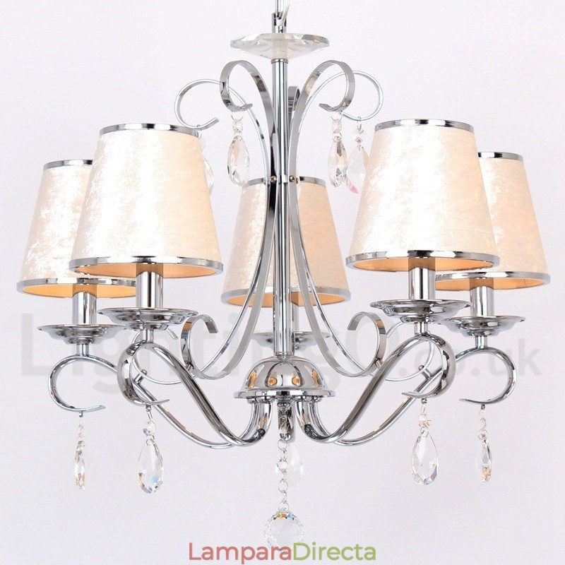 Lámpara de araña contemporánea de cristal K9 de 5 luces estilo vela