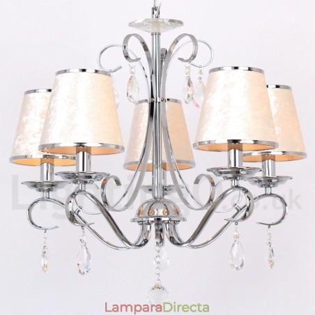 Lámpara de araña contemporánea de cristal K9 de 5 luces estilo vela Lámpara de araña contemporánea de cristal K9 de 5 luces estilo vela