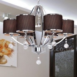 Lámpara de araña contemporánea de cristal K9 de 6 luces estilo vela