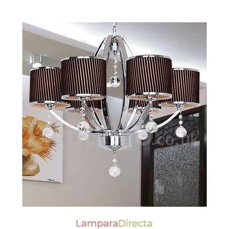 Lámpara de araña contemporánea de cristal K9 de 6 luces estilo vela Lámpara de araña contemporánea de cristal K9 de 6 luces estilo vela