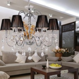 Lámpara de araña contemporánea de cristal K9 de 6 luces estilo vela
