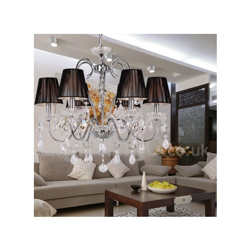 Lámpara de araña contemporánea de cristal K9 de 6 luces estilo vela