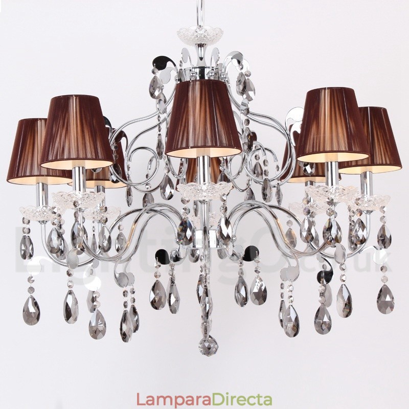 Lámpara de araña contemporánea de cristal K9 de 8 luces estilo vela