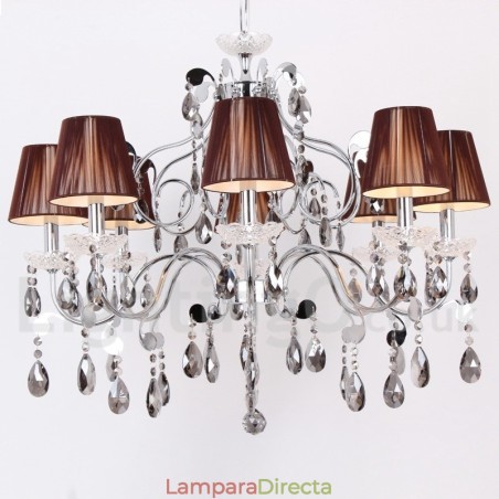 Lámpara de araña contemporánea de cristal K9 de 8 luces estilo vela Lámpara de araña contemporánea de cristal K9 de 8 luces estilo vela