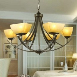 Lámpara de araña de 6 luces estilo mediterráneo con forma de vela negra