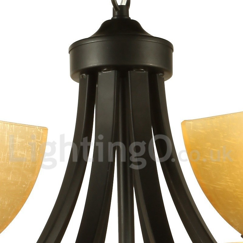 Lámpara de araña de 6 luces estilo mediterráneo con forma de vela negra