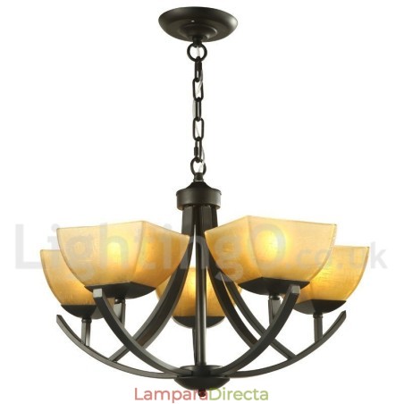 Lámpara de araña de 5 luces estilo mediterráneo con forma de vela negra Lámpara de araña de 5 luces estilo mediterráneo con forma de vela negra