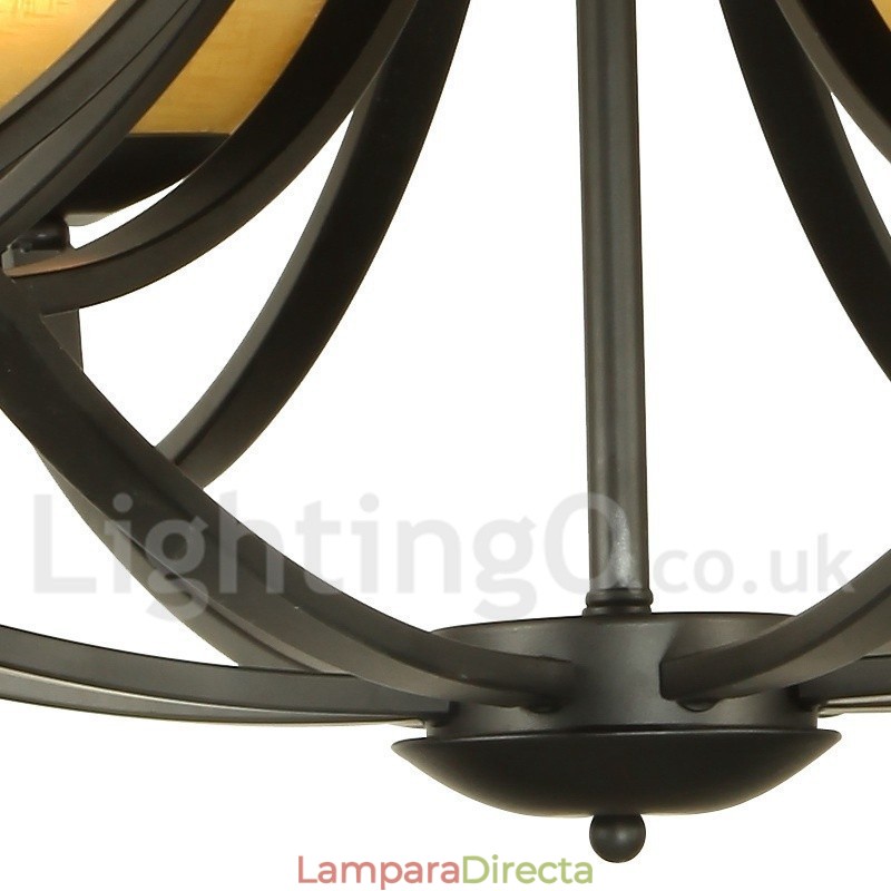 Lámpara de araña de 5 luces estilo mediterráneo con forma de vela negra