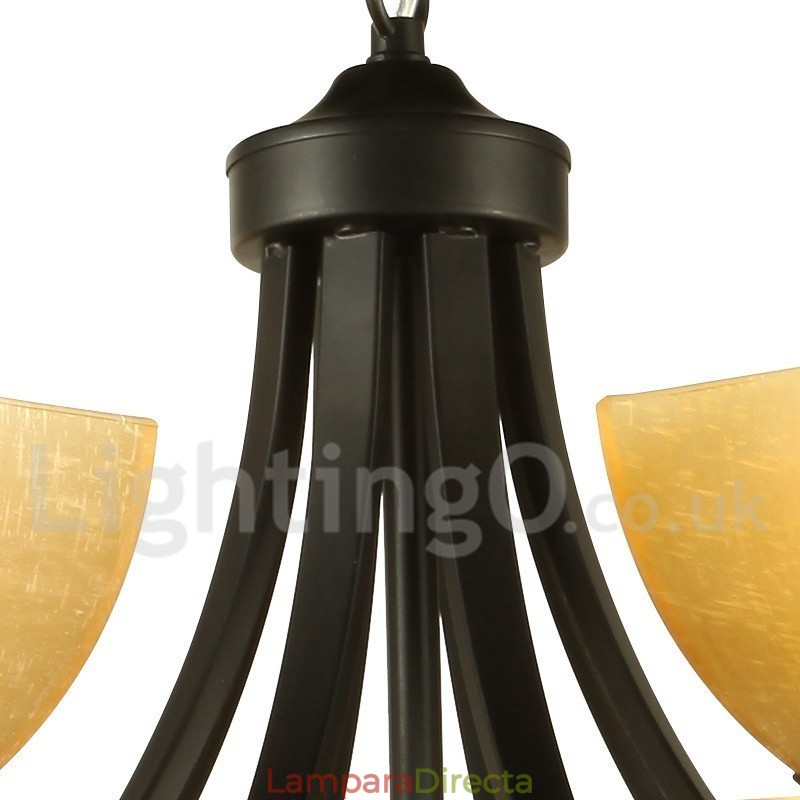 Lámpara de araña de 5 luces estilo mediterráneo con forma de vela negra