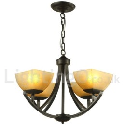 Lámpara de araña de 4 luces estilo mediterráneo estilo vela negra