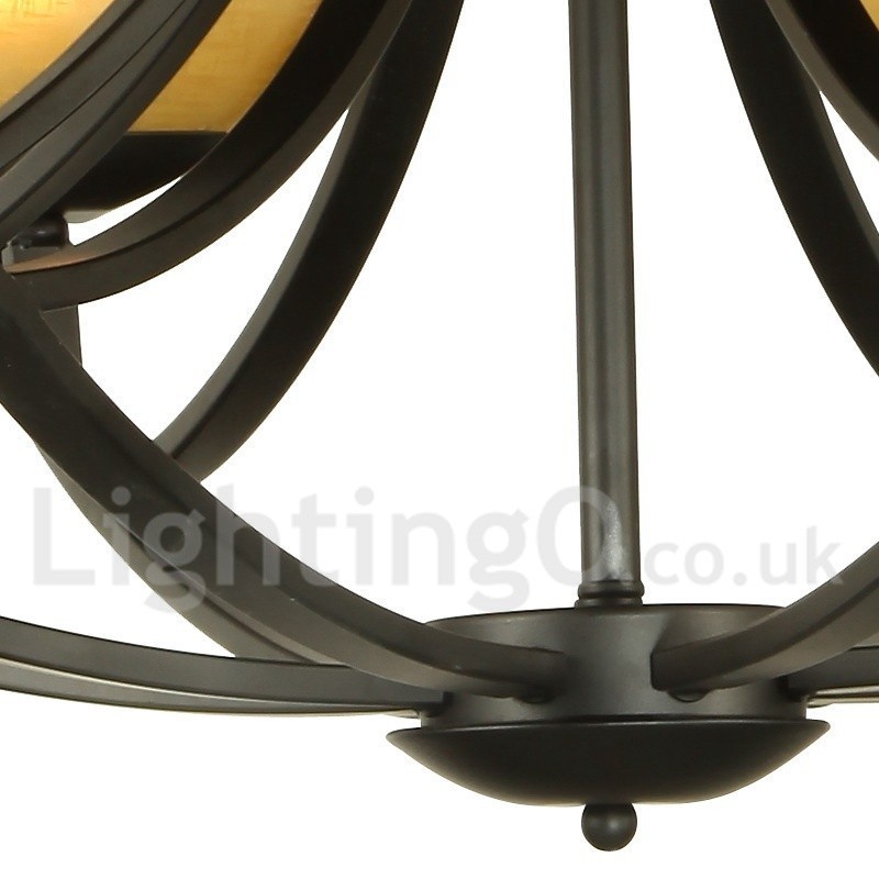 Lámpara de araña de 4 luces estilo mediterráneo estilo vela negra