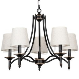 Lámpara de araña de 5 luces, estilo rústico, retro, negro, contemporánea, estilo vela