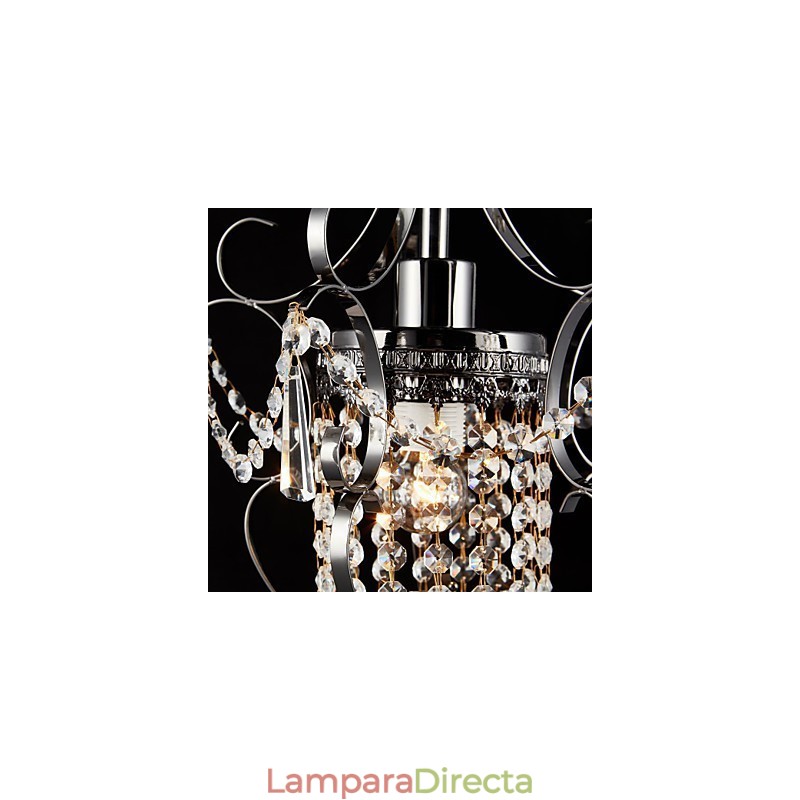 Lámpara de araña de hierro pintado con cristal transparente, iluminación moderna