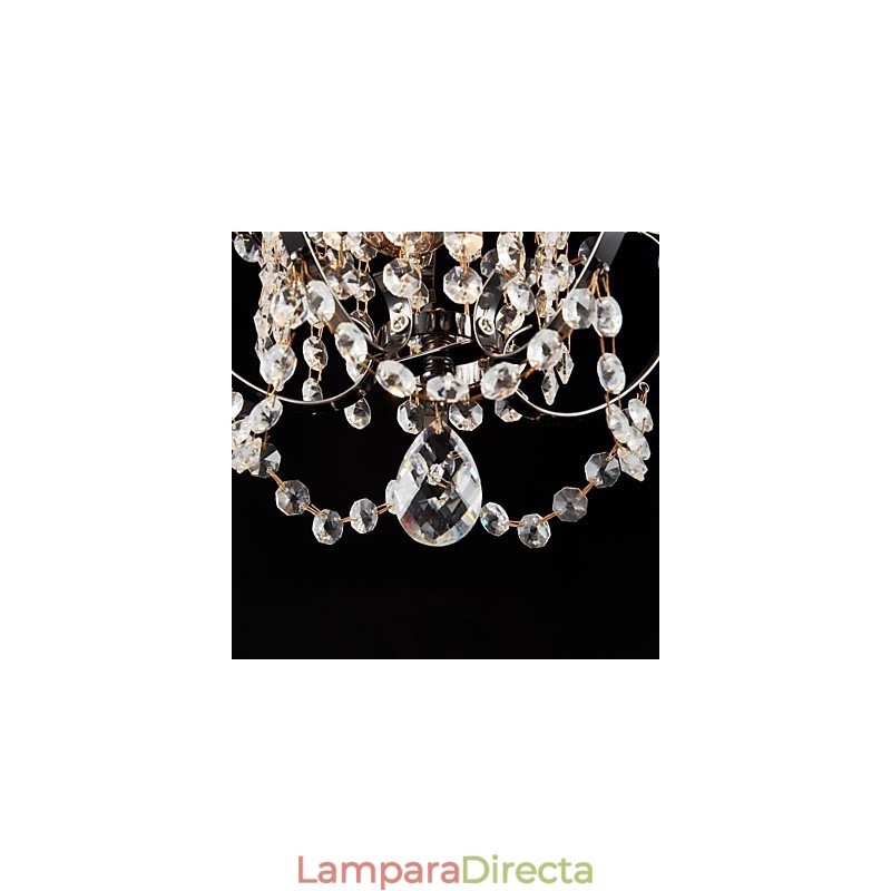 Lámpara de araña de hierro pintado con cristal transparente, iluminación moderna