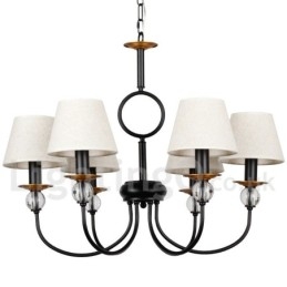 Lámpara de araña de 6 luces rústica, retro, estilo mediterráneo, contemporánea, estilo vela, color negro