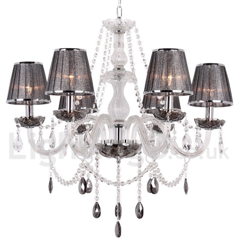 Lámpara de araña estilo vela de cristal K9 de 6 luces