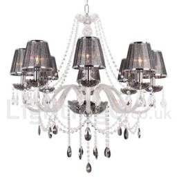 Lámpara de araña estilo vela de cristal K9 de 8 luces