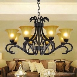 Lámpara de araña contemporánea de 8 luces, estilo vela, color negro