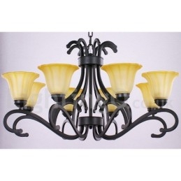 Lámpara de araña contemporánea de 8 luces, estilo vela, color negro