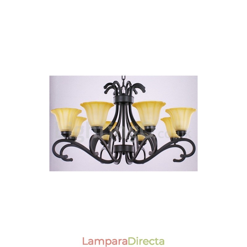 Lámpara de araña contemporánea de 8 luces, estilo vela, color negro